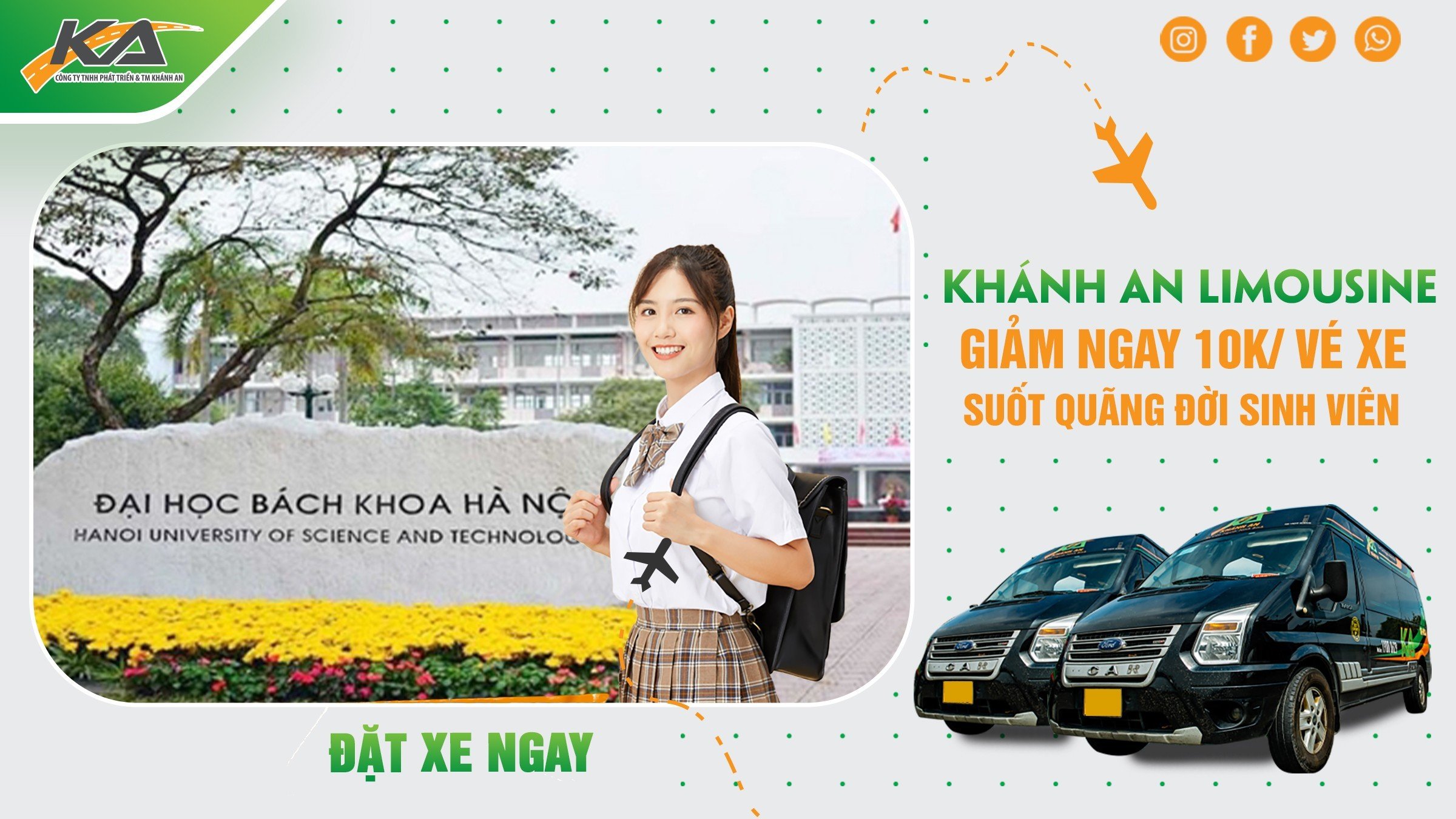 KHÁNH AN LIMOUSINE - GIẢM NGAY 10K/VÉ XE SUỐT QUÃNG ĐỜI SINH VIÊN